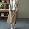 High Waist Casual Skirts Women  Arrival Summer Vintage Style Loose Cotton Linen Ladies A-line Long Skirt with Belts