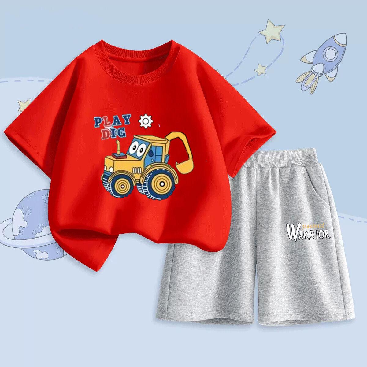 Boys  Short Sleeve Set Summer Casual Cartoon Set 140