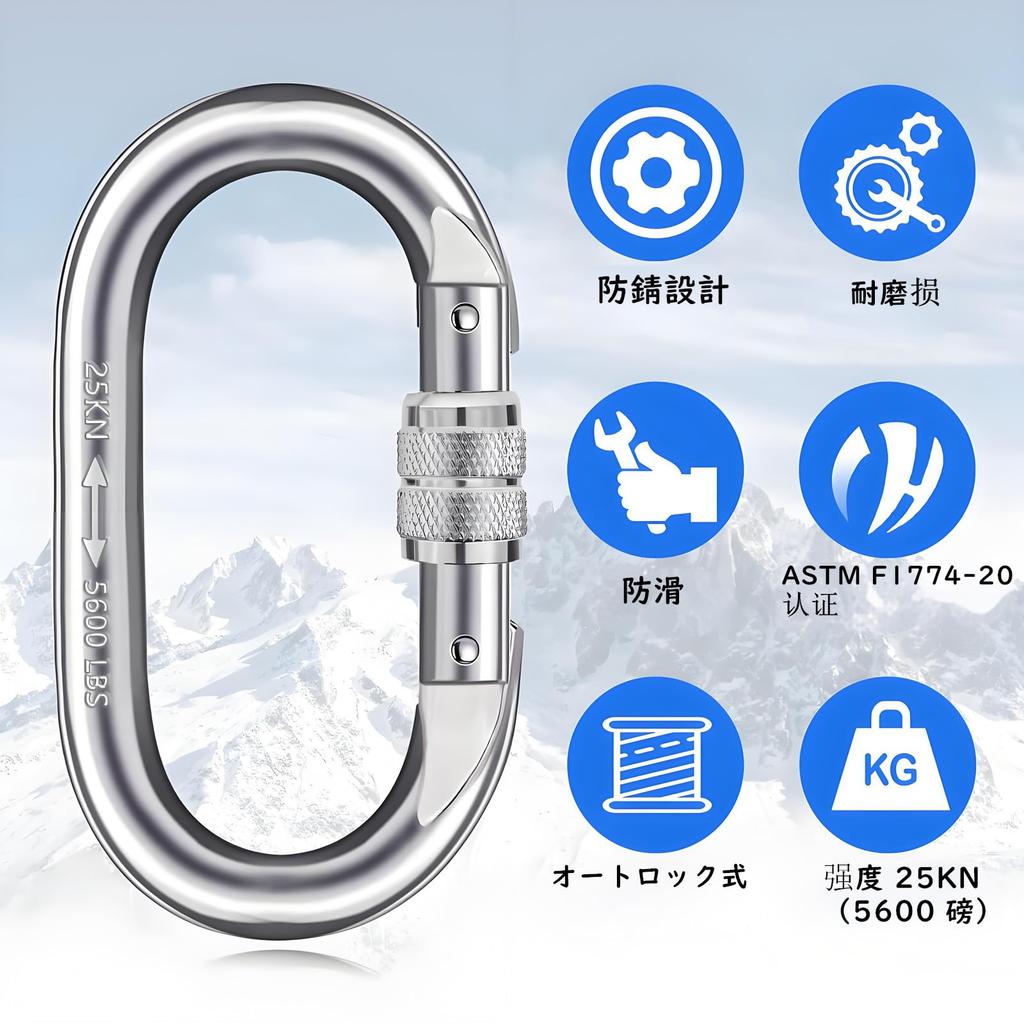Huang Yem Load Aluminum Alloy with Spring Carabiner for and Pets Large, Heavy-Duty Carabiner, Auto-Locking, 25kN/5600lbs Capacity, Construction, Hook,