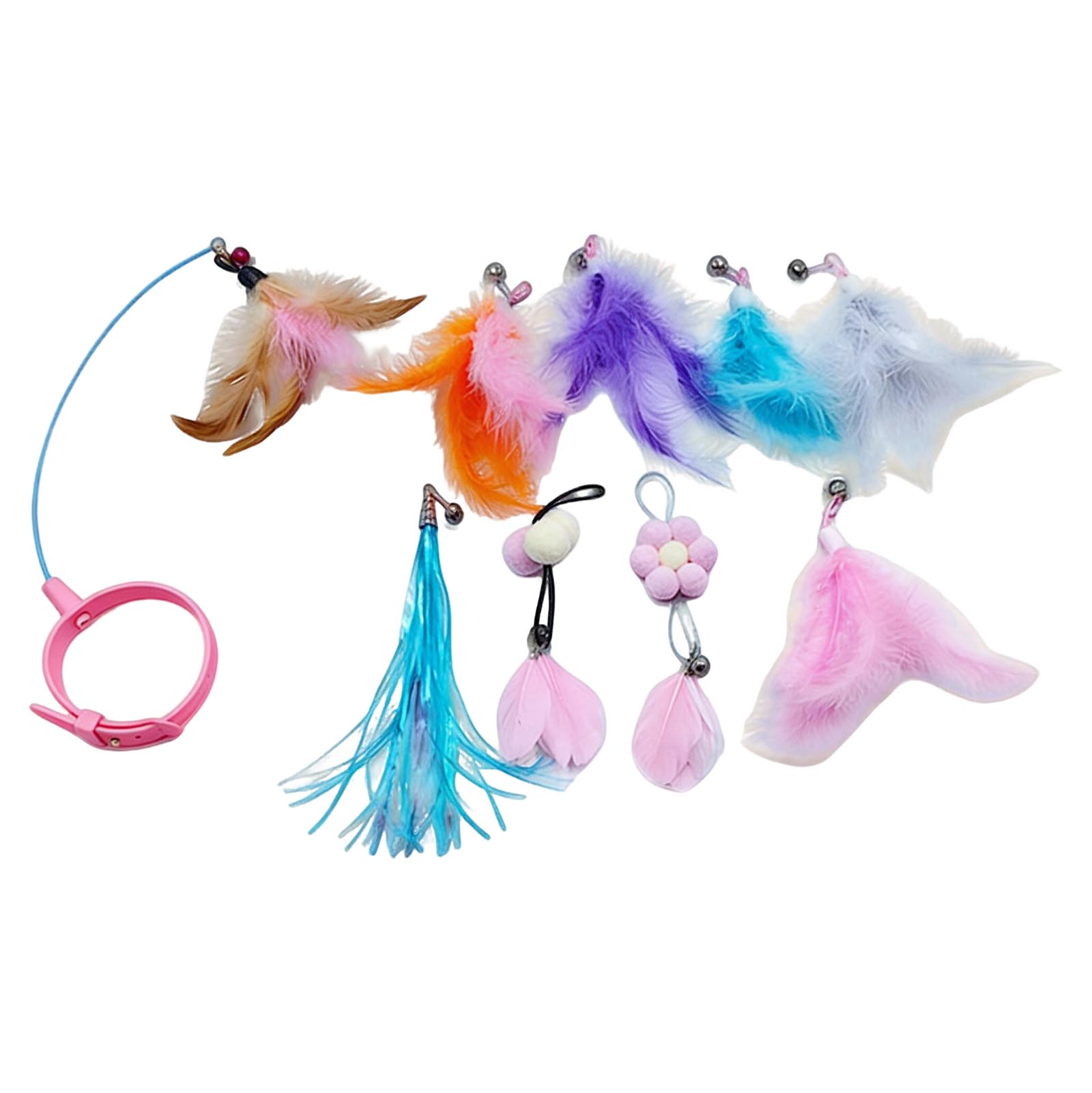 

Collar Teasing Stick Replaceable Head Fun Toy For Cats Feather And Silicone Collar Toy one size