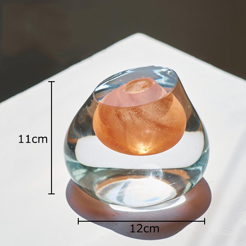Transparent Colorful Glass Vase Oblique Mouthed Flower Pot Desk Decoration Flowers Arrangement Floral Vases Room Aesthetic Decor