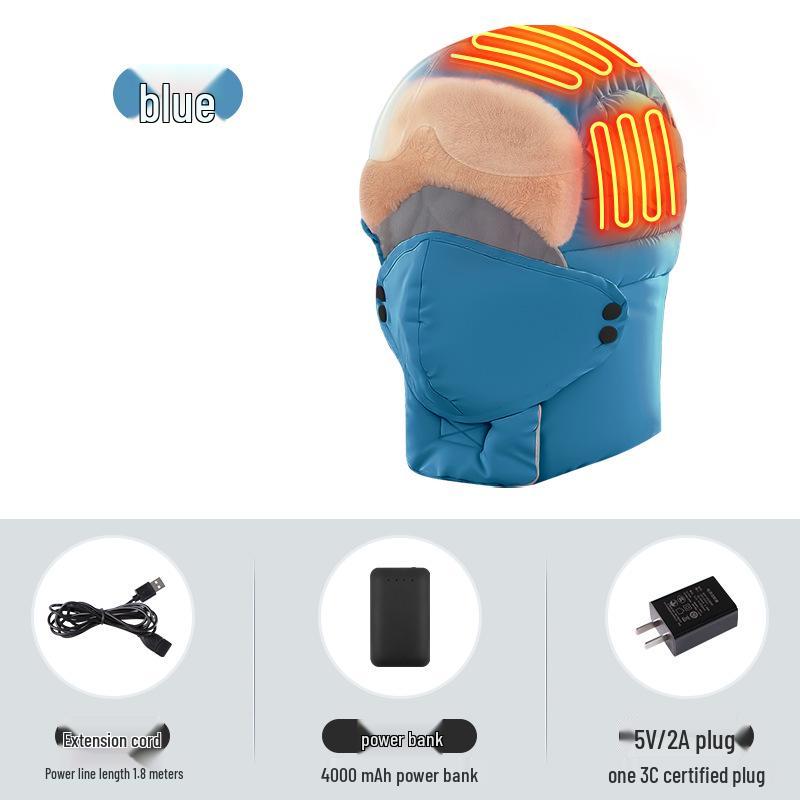 

Heated Windproof Cycling Face Mask for Men & Women - Autumn/Winter Protection, Thickened Ushanka Hat. синий