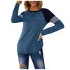 Haut pour femme à col rond et manches longues,气质, couleur, mode