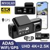 4K 2160P+2.5K 1440P ADAS Dash Cam For Cars Car Camera Dash Cam WIFI Camera Car Front and Rear Dash Camera Black Box 24H Parking