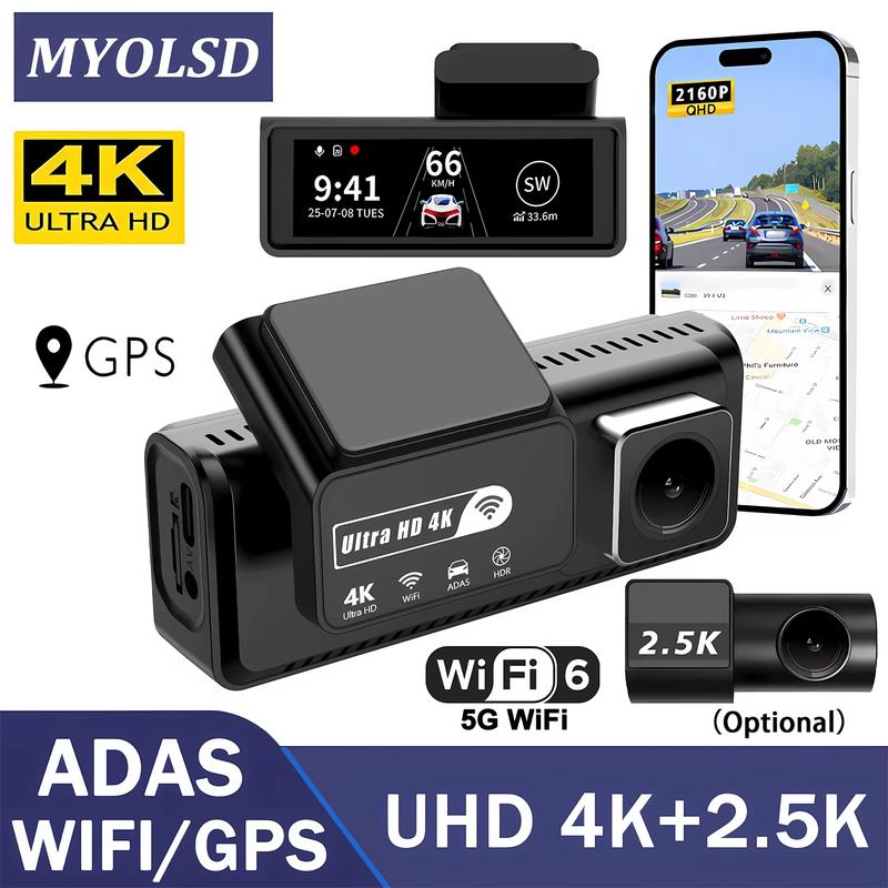 4K 2160P+2.5K 1440P ADAS Dash Cam For Cars Car Camera Dash Cam WIFI Camera Car Front and Rear Dash Camera Black Box 24H Parking