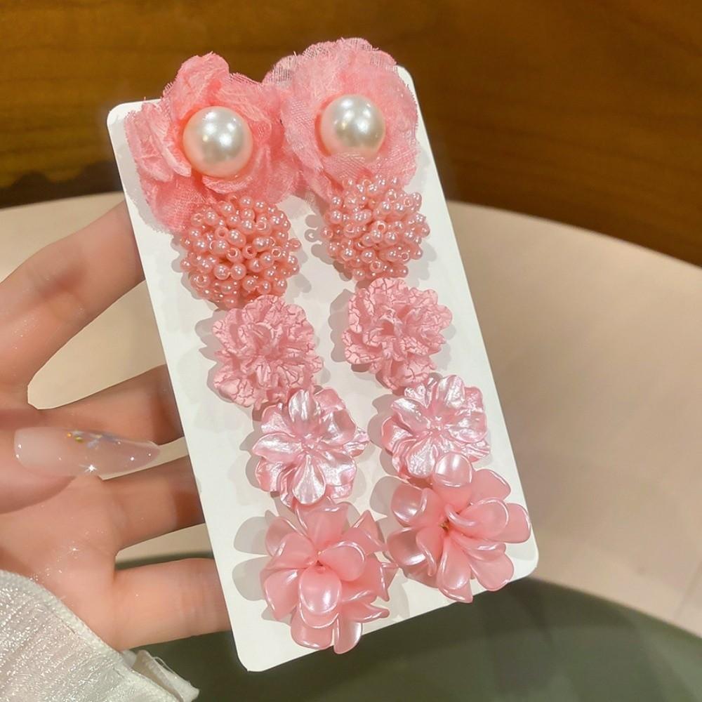 5 Pairs Floral Acrylic Flower Stud Earrings Acrylic Korean Style Earrings  Girl Gift