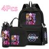 4Pcs/set Anime Demon Hunters Printed 750Ml Water Bottler Backpack Handbag Pencil Case for Teenager Boy Girl Large Capacity Waterproof Schoolbag
