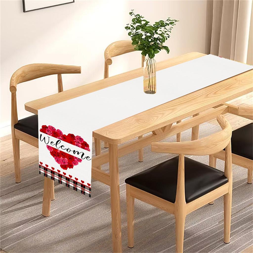 Růžový Lněný Stolní Běžec Valentýnská Stolní Dekorace Ubrus Polštář Ubrus Domácí Textil