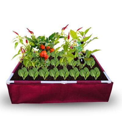 Geo Rectangle Grow Bag with Supporting PVC Pipes for Home Garden | Geo Fabric 450 GSM (Pack of 1)