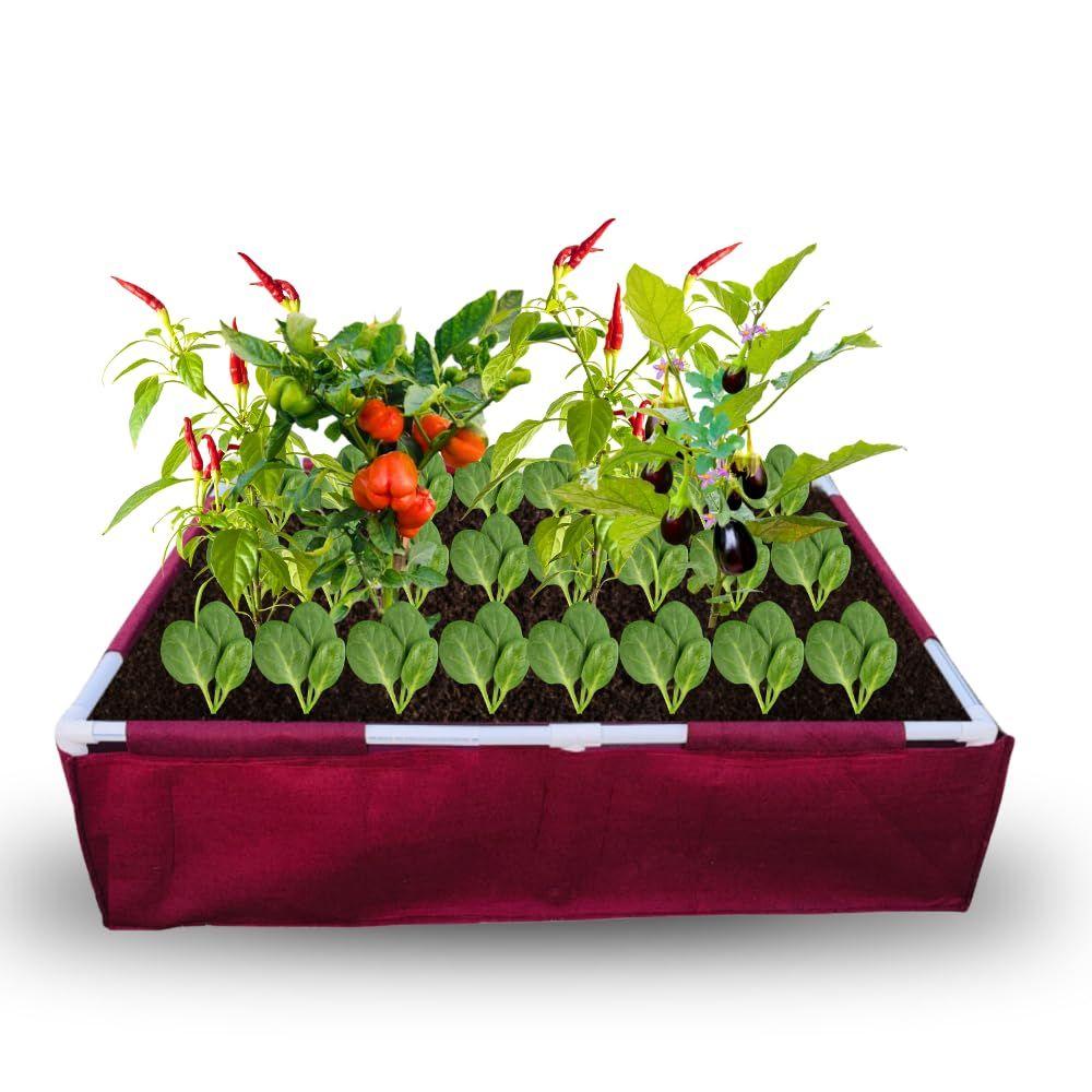 Geo Rectangle Grow Bag with Supporting PVC Pipes for Home Garden | Geo Fabric 450 GSM (Pack of 1)