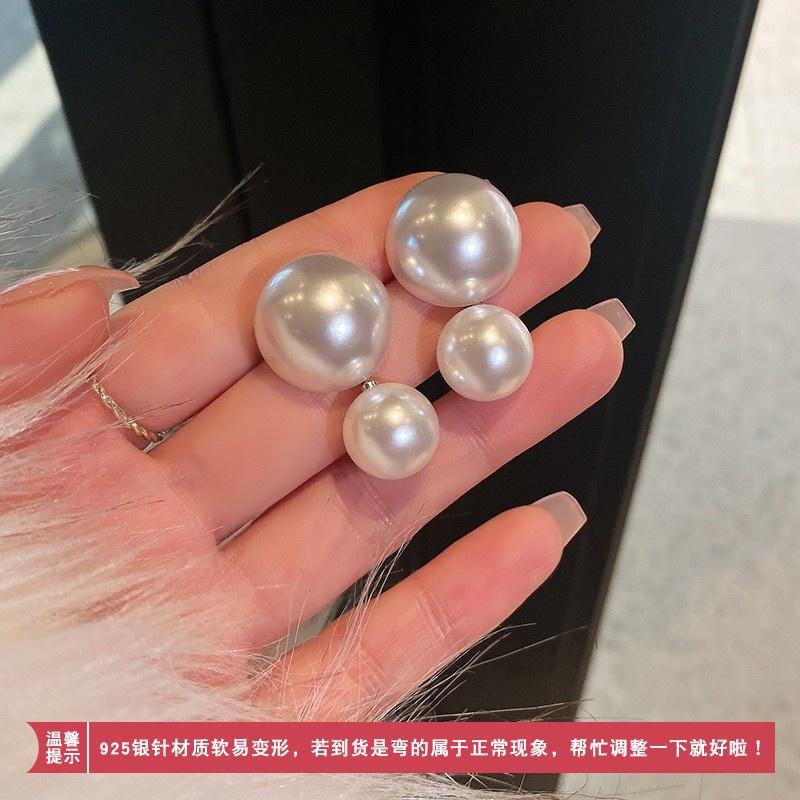 Ins Fashion Geometric Pearl Earrings High-quality Silver Pins With A Retro Twist