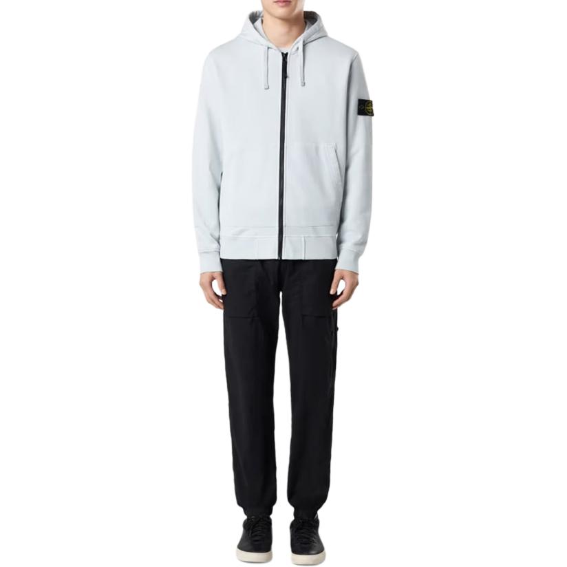 Stone Island Badge Zip-Up Hooded Long Sleeve Jacket Men Jacket Blue K1S1561000-42S0051-V0041