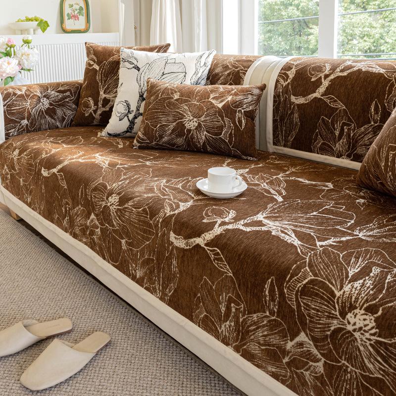 Retro French sofa cushion universal in all seasons 2025 new idyllic non-slip seat cushion leather sofa cover cloth towel cover