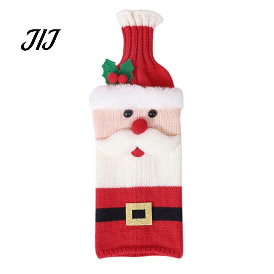 Stretchy Knit Bottle Topper Christmas Wine Cover, Holiday Knitted Champagne Bag, Snowman Santa Decorative Holders Claus Elk Sweater for New Year Party