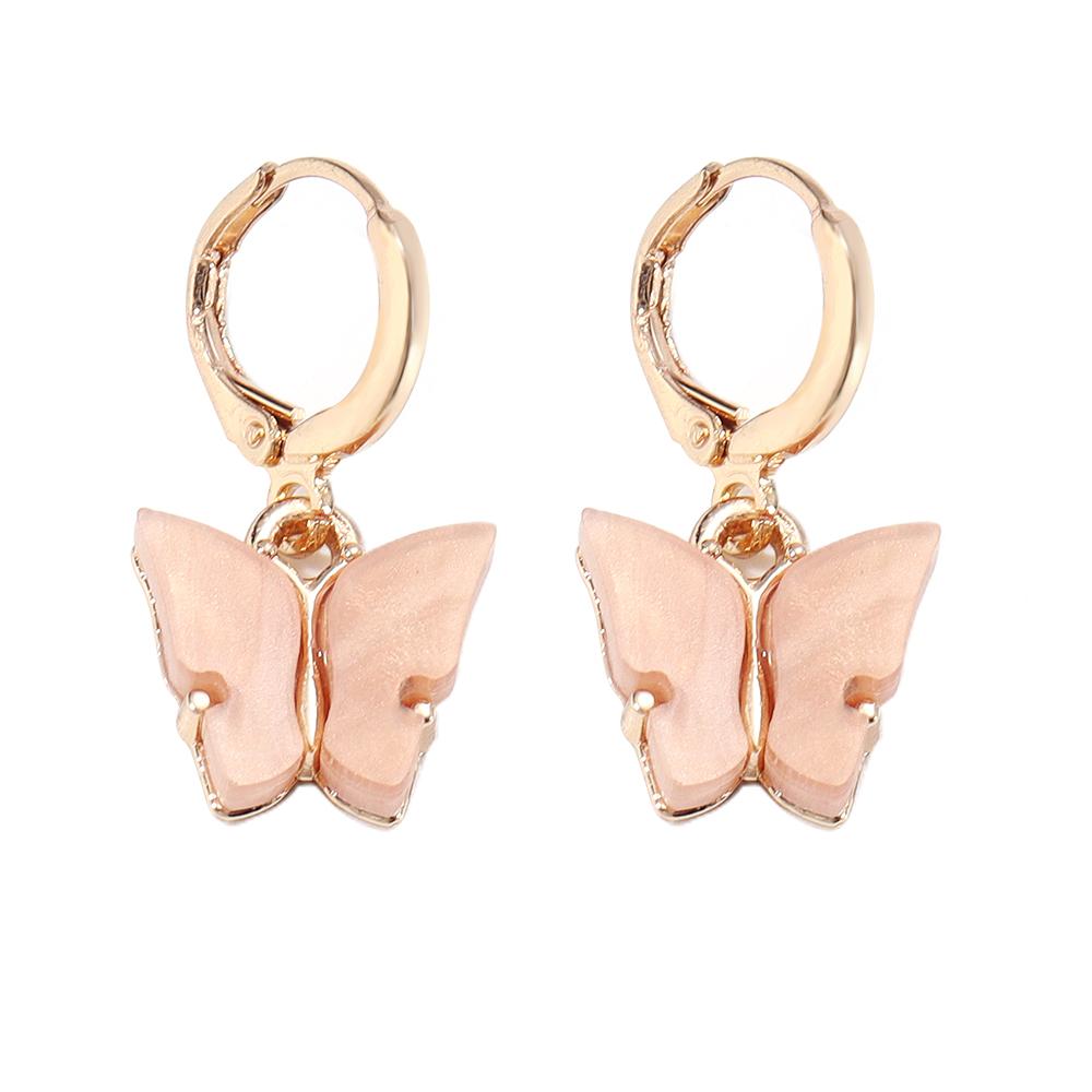 A Pair 2.5×1.3cm Alloy Ear Clip Earrings Acrylic Butterfly Shape Fashion Ear Hooks Diy Women Gift Jewelry Accessories