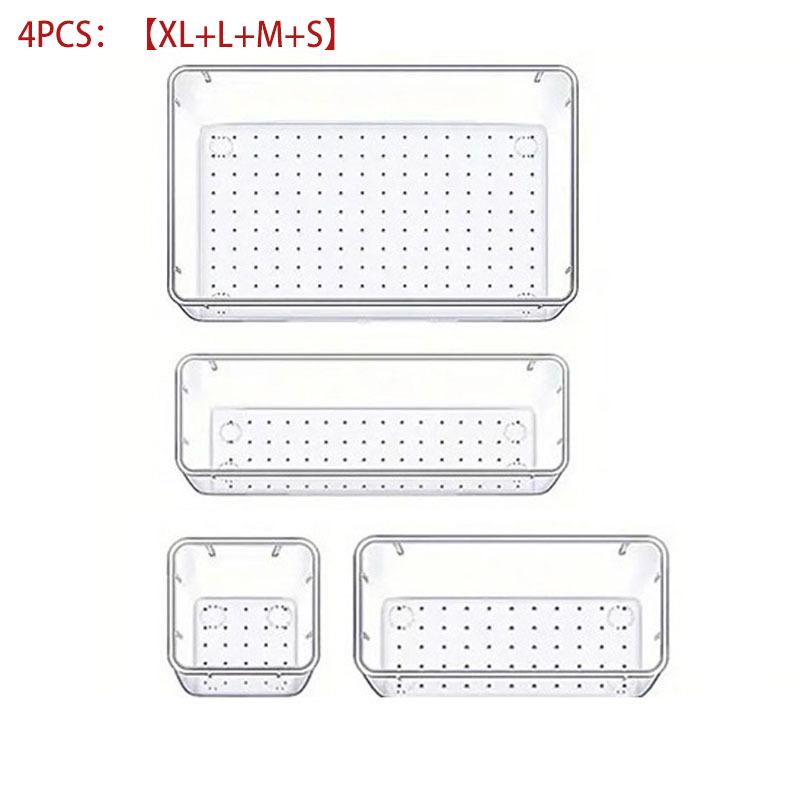 Transparent Desktop Organizer: Built-in Drawer Storage for Stationery and Cosmetics.