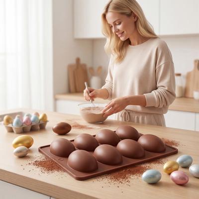 Easter Eggs Chocolate Silicone Molds Eggs Shape Silicone Molds Tray for DIY Baking Chocolate Cookie Ices Cream Jelly