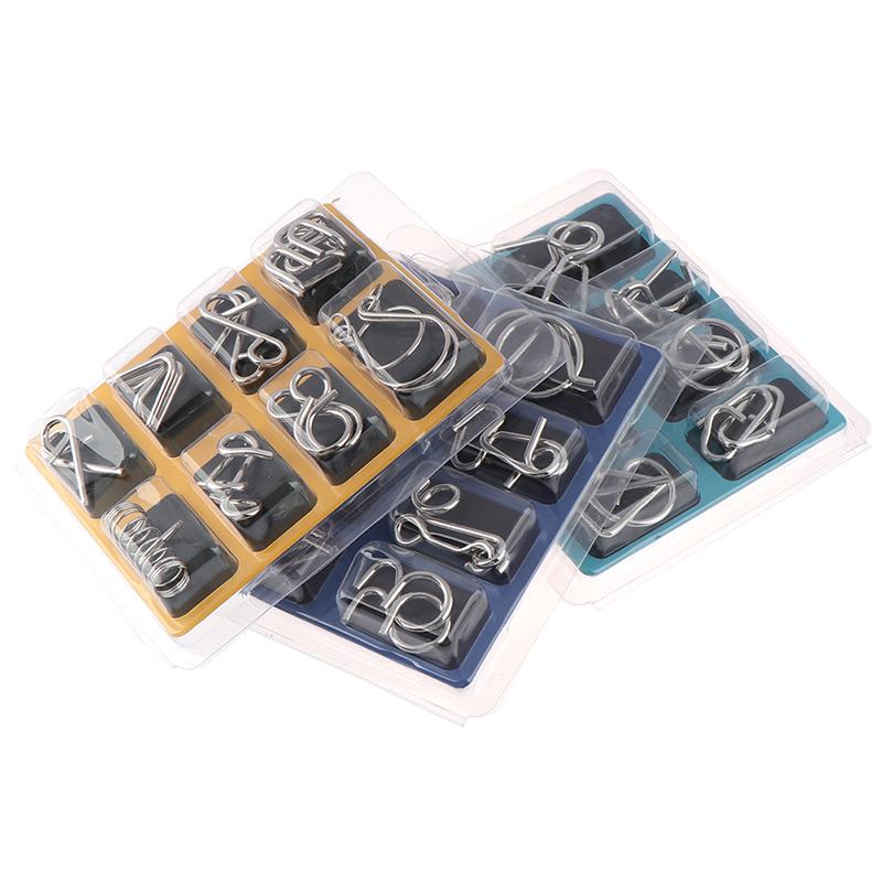 8Pcs/Set Materials Metal Puzzle Wire Iq Mind Brain Teaser Puzzles Reliever Toys