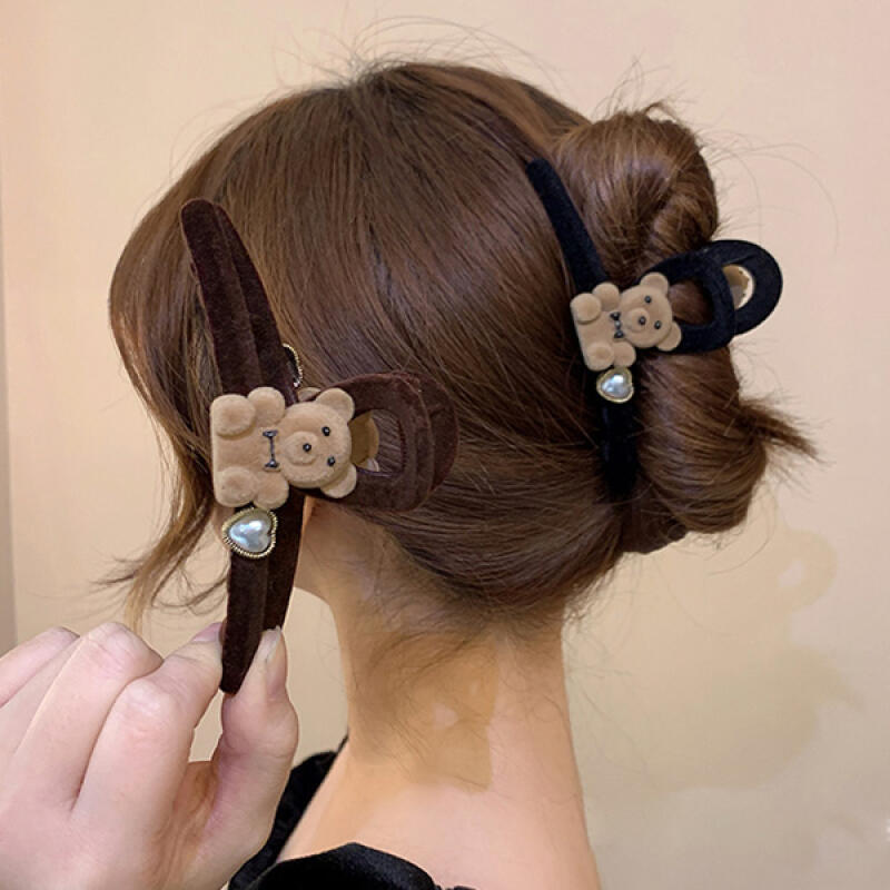 Poantz Velvet Teddy Bear Point Clip black