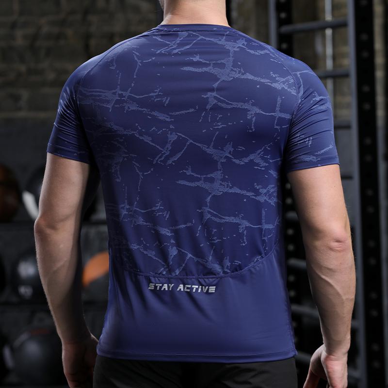 Herren Eisseide Sport T-Shirt Dry Fit Atmungsaktiv Dünn Rundhals Shirts Tops Fitness Laufen Kurzarm Elastizität Trainingsanzug
