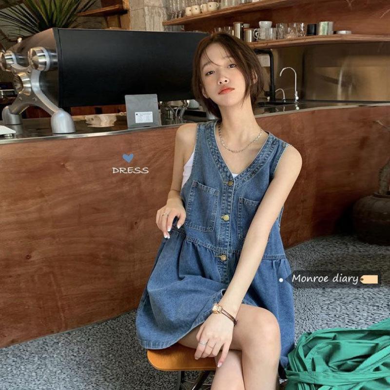

Cowhide Shoulder Strap Dress For Women, Stylish And Unique Design, Perfect For Summer, Slimming Effect, Petite Stature, Sleeveless, Spaghetti Strap S синий