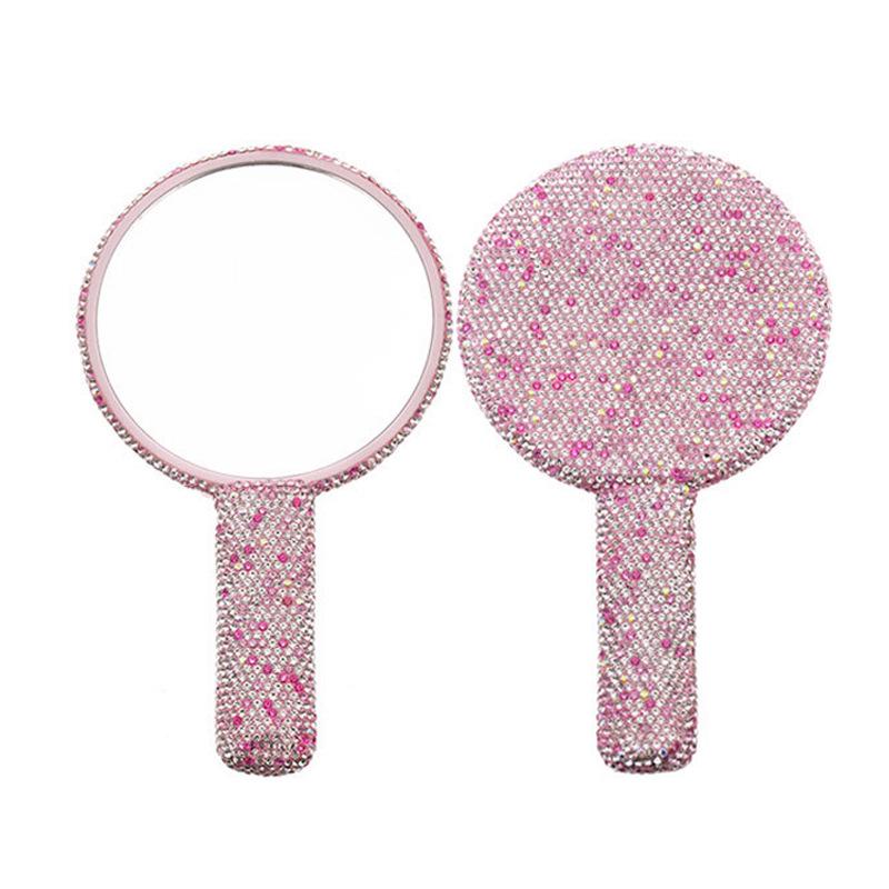 High-Quality Heart-Shaped Crystal Handle Rhinestone Makeup Mirror