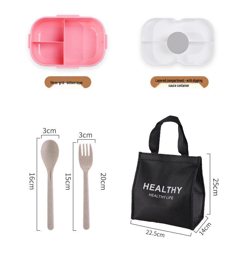 Zesílený PP Bento obědový box s nádobkou na omáčku pro studenty a kancelářské pracovníky, vhodný do mikrovlnné trouby