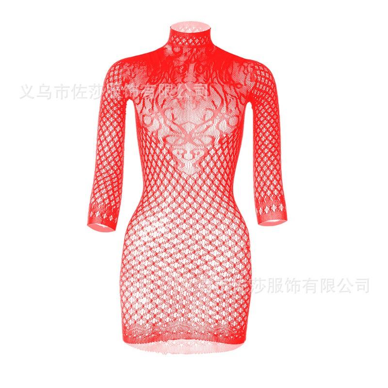 Sex Underwear Long Sleeve Hip Wrap Skirt Short Skirt Hollow Back Mesh Tights