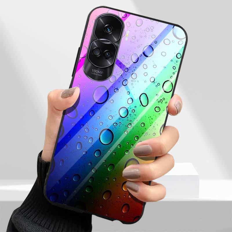 Tempered Glass Hard Cover For Honor 90 Lite 5G Case Lovely Marble Funda Coque For Honor 90 Pro Honor90 90Lite 90Pro Phone Shells