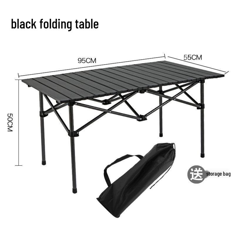Portable Metal Roll-Up Folding Table for Camping, Picnic, and BBQ