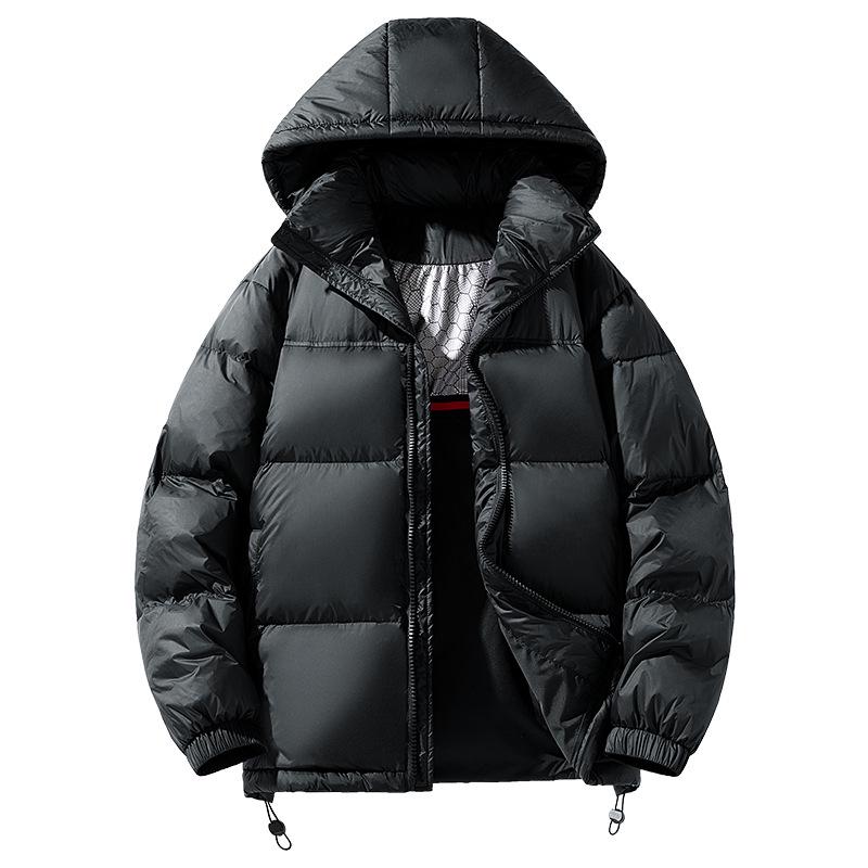 2026 Winter High-End Men's White Goose Down Jacket: Thickened Hooded Casual Outerwear