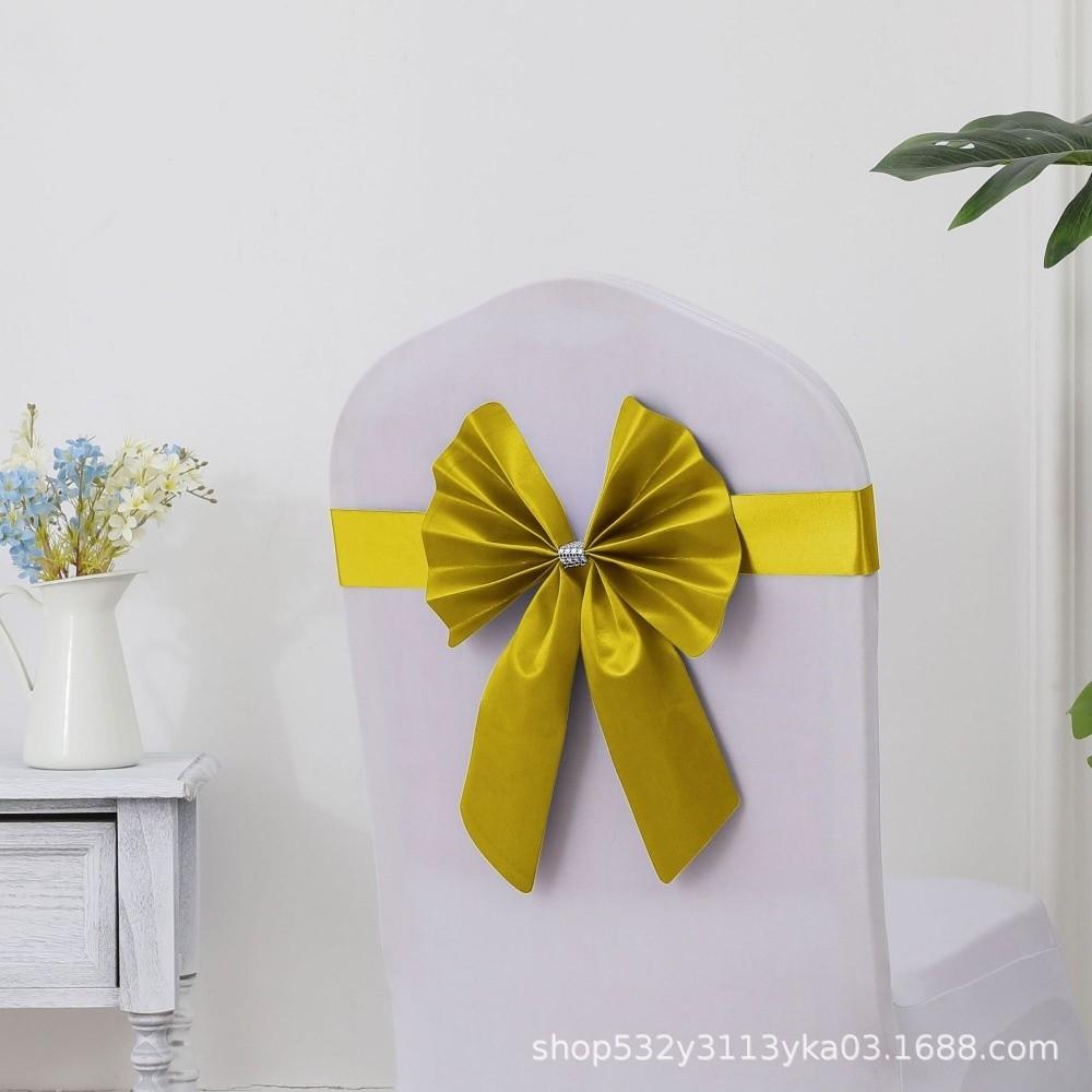 Bows Chair Back Bow Decorative Belt Ready Made Ties Fastening Event Chair Straps Elastic Band Satin Chair Sashes