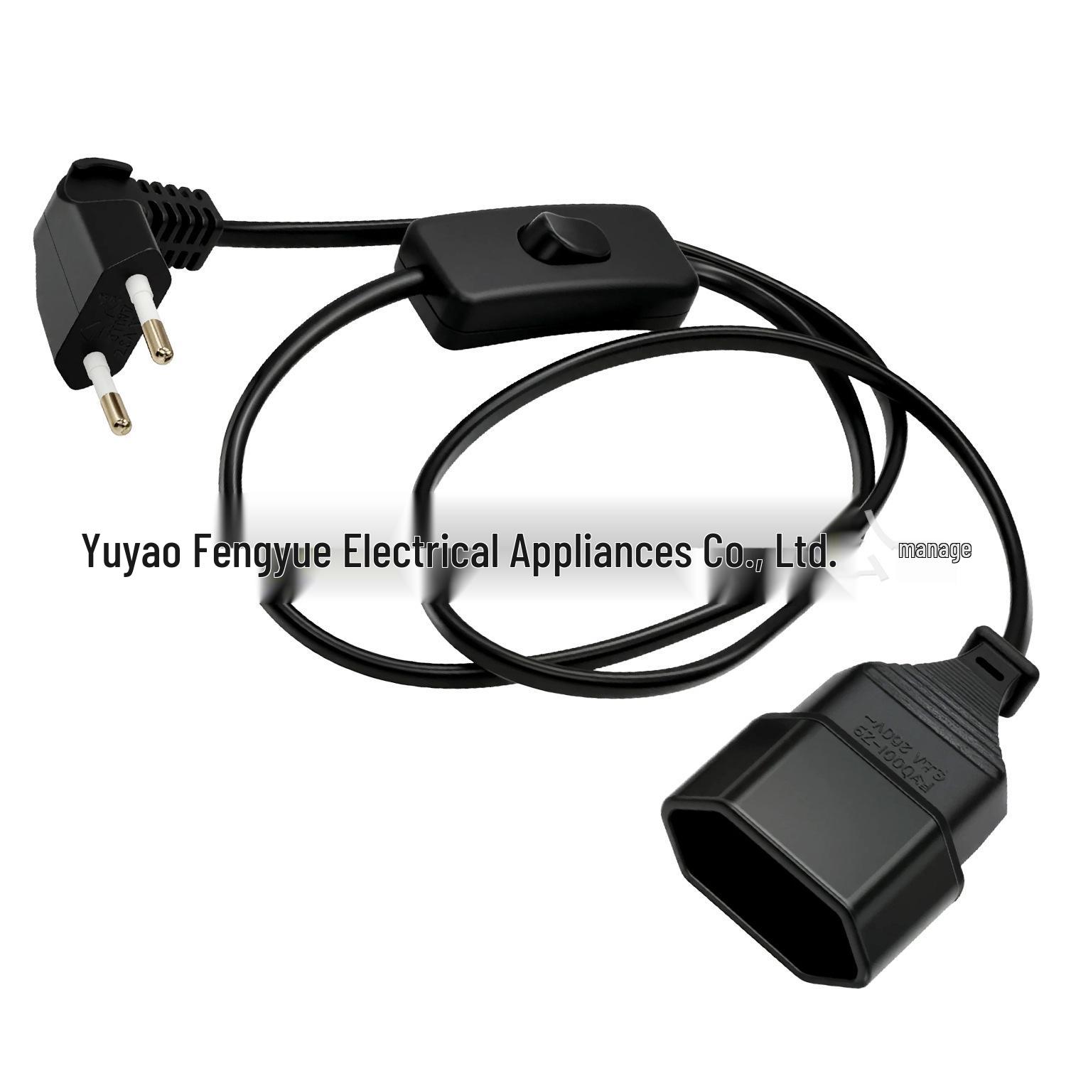 

European Standard Angled Plug Power Extension Cord with 303 Switch, 1 Meter чорний