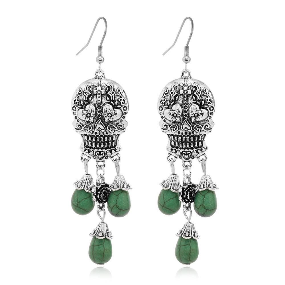 Skeleton Long Retro Earrings With Electroplating For Female Halloween Costume Accessory