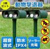 OUGUAN Ultrasonic Cat Set of Pest Bird Cat and Dog LED Repels Bird and Pest Control Device for Garden Protection Repellent, 2, Solar-Powered,