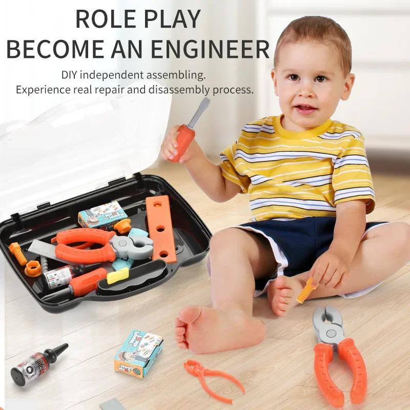 Children Toy Tools Kit Kids 13Pieces Toolbox Set Diy Pretend Play Toy Repair Tool Construction Educational Toys for Boys Girls
