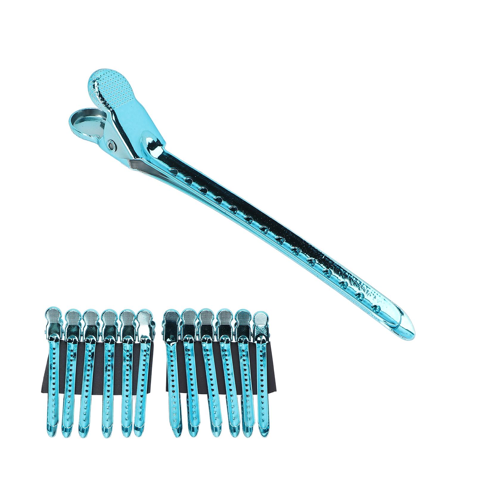 

12 шт. Профессиональный парикмахерский зажим-утконос, портативный зажим-утконос для укладки густых волос, фиолетовый синий