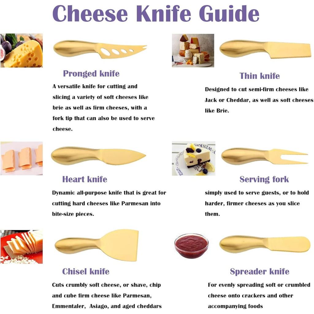 6pcs Matte Stainless Steel Cheese Knife Forks Set for Slicing Cutting Spreading Mini Butter Knives Dishwasher Safe