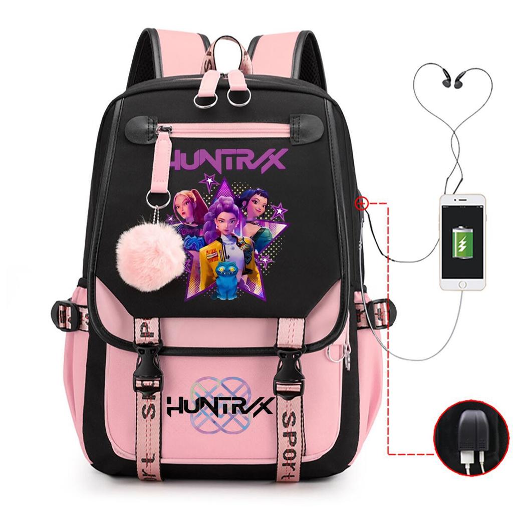 Animation Cartoon Printing Contrasting Color Neutral Usb Backpack Large Capacity Korean Version Of Student Schoolbag