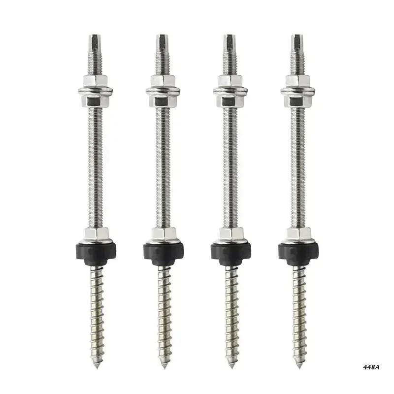 4Pcs Solar Panel Photovoltaic Accessories Hanger Bolts with EPDM and Locking Nut + Adapter for Solar Photovoltaic 20cm/25cm