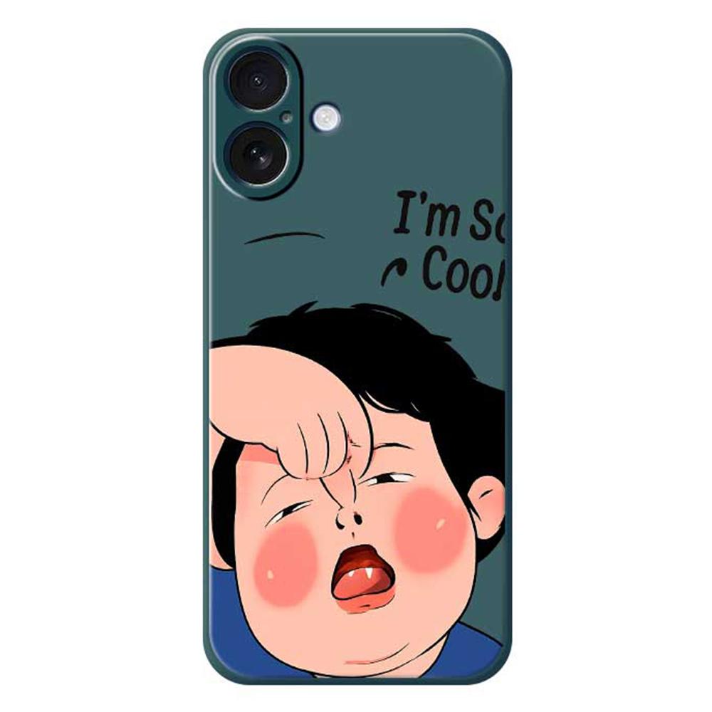 

For iPhone 17 Case Make Faces Kid Pattern Printing Straight Edge TPU Phone Back Cover Green