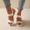 Straw hemp rope wedge heel light sandals women's thick sole one-word buckle beach sandals