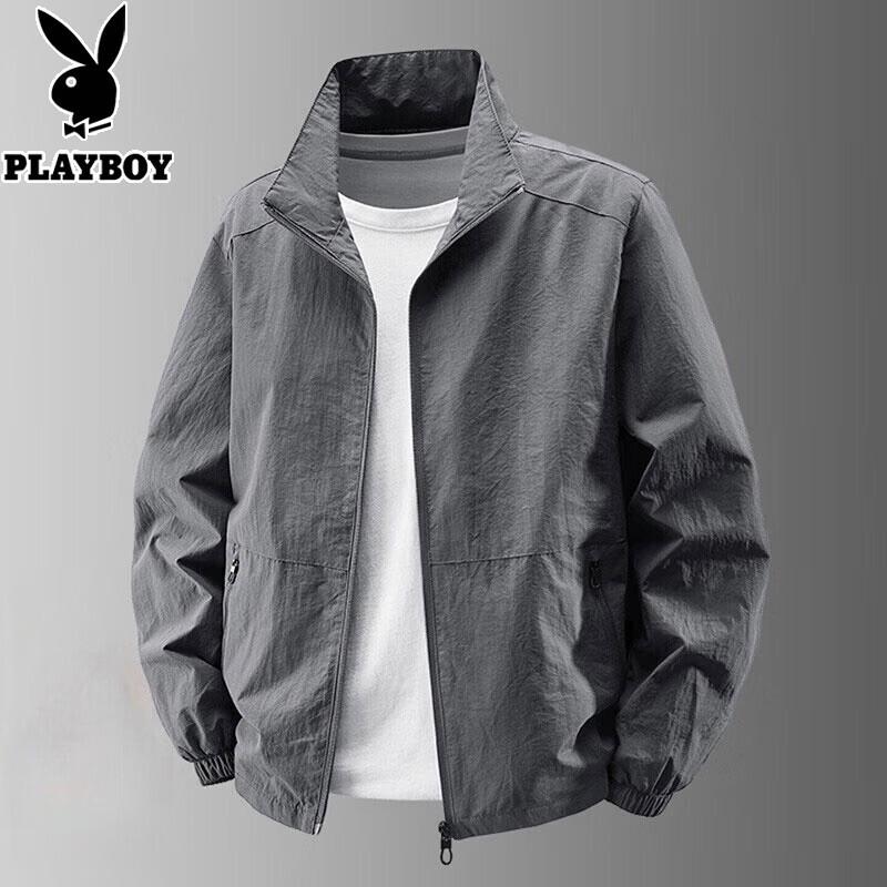 PLAYBOY Men s Thin Casual Stand-up Collar Jacket 5XL