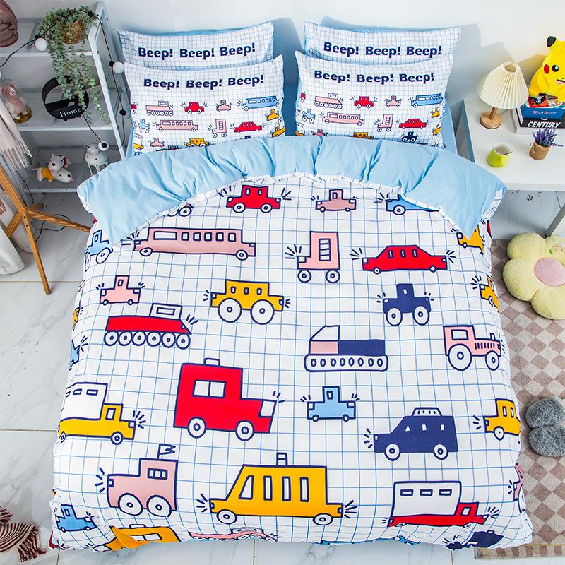 Construction Vehicles Boys Excavator Duvet Cover Truck Excavator Bedding Set For Teens Child Old Retro Car Theme Room Decor