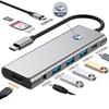 Aluminum 9 In 1 Type C Hub To USB3.0+USB2.0*2+type C Data Transter +HDTV 4K60 HZ+PD 100W +audio+SD+TF USB C Hub Docking Station