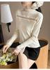 2026 Lace Trim Long Sleeve Korean Style Knit Sweater for Women: Autumn Winter Slightly Sexy Inner or Outer Wear