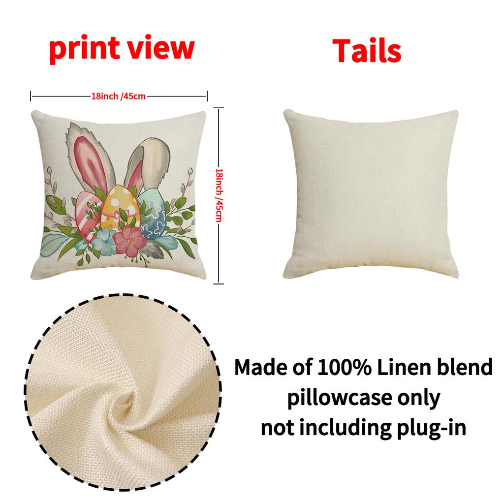 Easter Pillow Happy Bunny Print Decorative Square Combination Pillow Case Versatile Sofa Cushion
