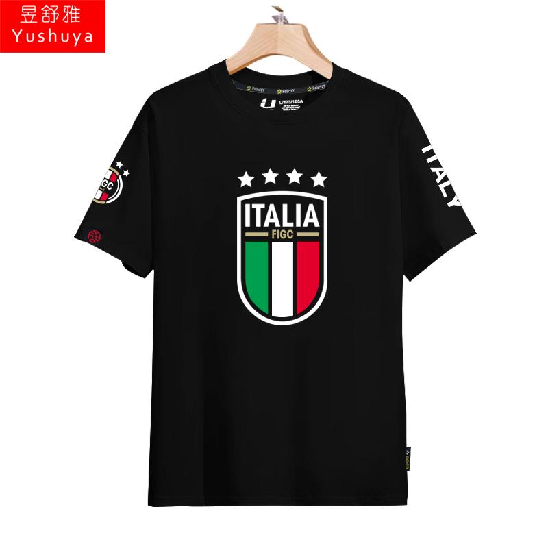 Italy Team European Cup World Cup Football Fan Uniform Short Sleeved T-shirt Men's and Women's 3D Printed T-shirt Summer