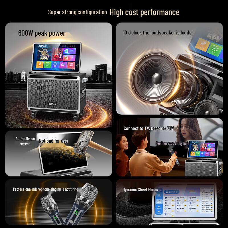 SAST Portable KTV Speaker System with Display CN Plug (adapter Included)