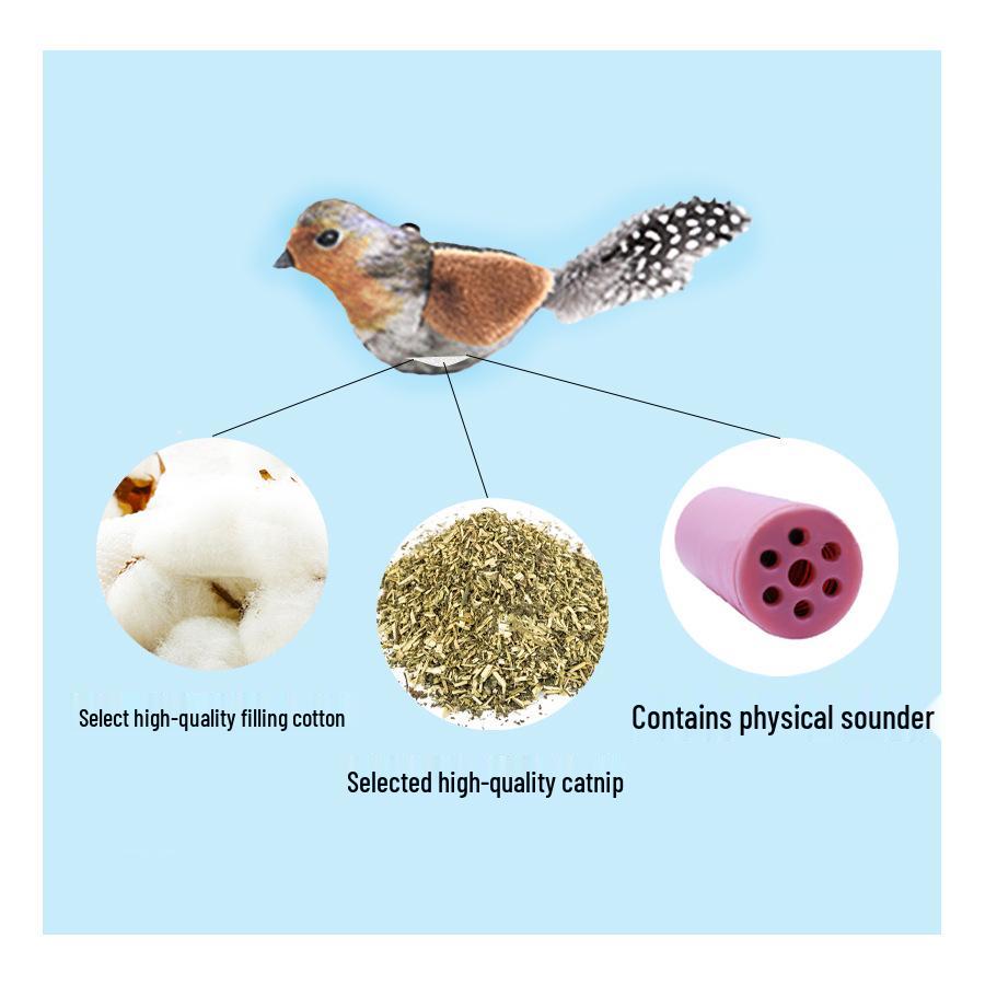 Chirping Bird Cat Teaser Toy with Catnip